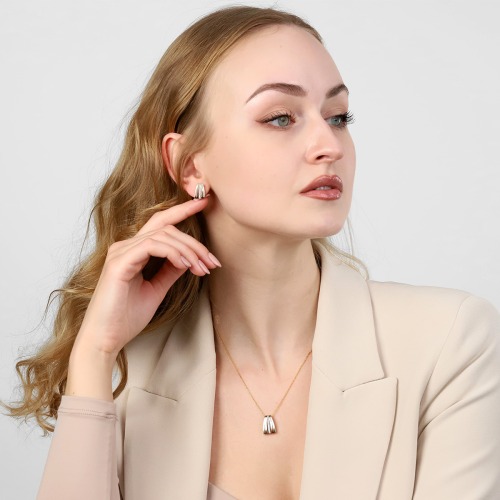 Kolczyki z żółtego, różowego i białego złota 585 z cyrkoniami 4,17 g