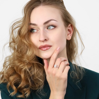 Pierścionek Art déco z dwukolorowego złota 585 z... 2