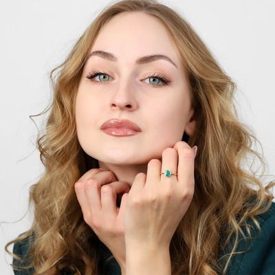 Pierścionek z dwukolorowego złota 585 z owalnym... 2