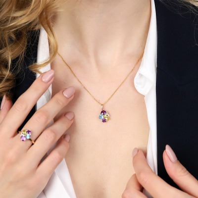 Zawieszka z dwukolorowego złota 585 z topazem kwarcem,... 2