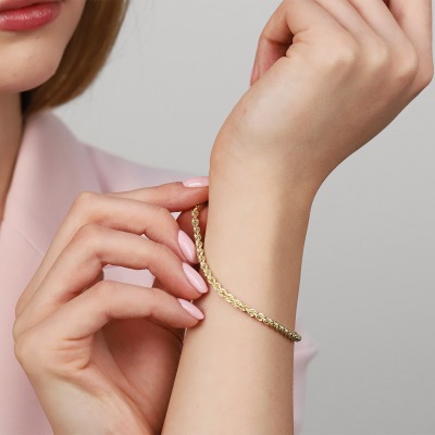 Bransoletka z żółtego złota 585 splot korda dł. 20 cm 2