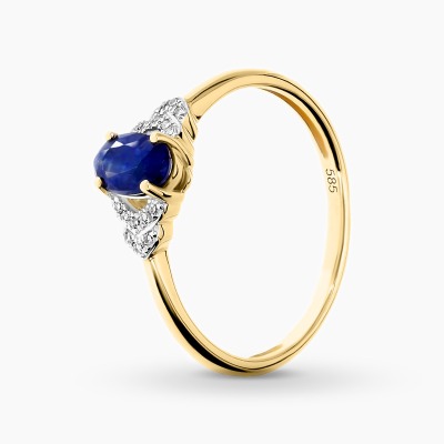 Pierścionek dwukolorowe złoto 585 z owalnym szafirem 0,58...