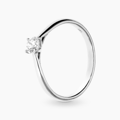 Pierścionek klasyczny z białego złota 585 z brylantem...