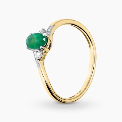 Pierścionek dwukolorowe złoto 585 ze szmaragdem 0,42 ct i...