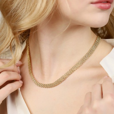 Naszyjnik ażurowy z żółtego złota 585 szeroki dł. 50 cm 2