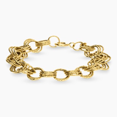 Bransoletka z żółtego złota 585 diamentowane kółka dł....