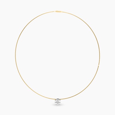 Naszyjnik delikatny z żółtego i białego złota 750 z...