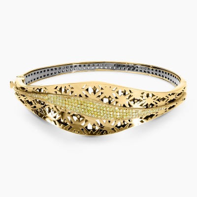 Bransoletka z dwukolorowego złota 585 sztywna z...