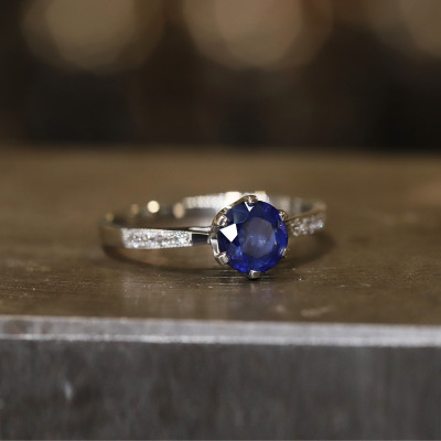Pierścionek białe złoto 585 Modena z szafirem 1,05 ct i... 2