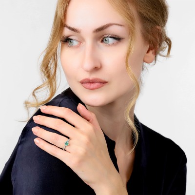 Pierścionek zaręczynowy białe złoto 585 Modena ze... 2