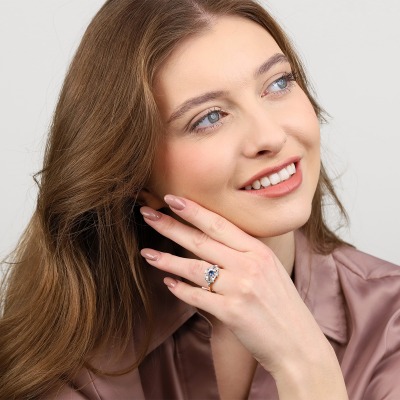 Pierścionek Art Déco z dwukolorowego złota 585 z... 2