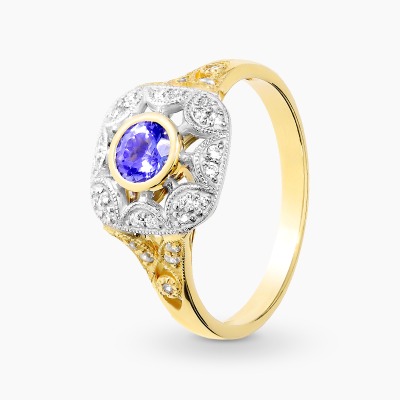 Pierścionek ażurowy z dwukolorowego złota 585 z...