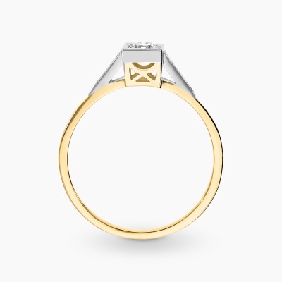 Pierścionek Art Déco z żółtego i białego złota 585 z... 2