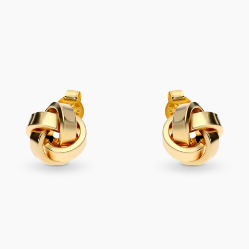 Kolczyki na sztyft z żółtego złota 585 supełki