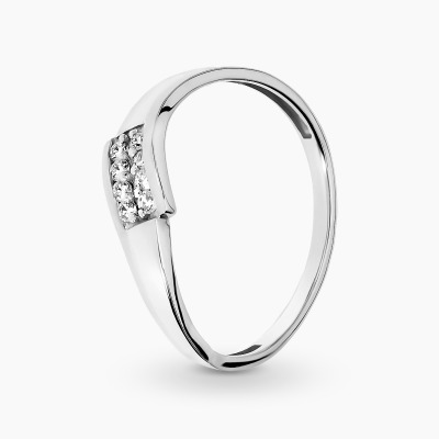 Pierścionek z białego złota 585 z brylantami 0,07 ct...