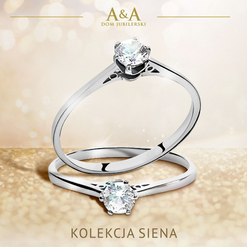 Pierścionek zaręczynowy Siena białe złoto 585 z brylantem 0,20 ct  VVS2/G