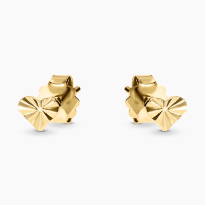 Kolczyki z żółtego złota 585 diamentowane serca 0,81 g