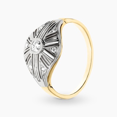 Pierścionek w stylu Art Déco z dwukolorowego złota  585 z...