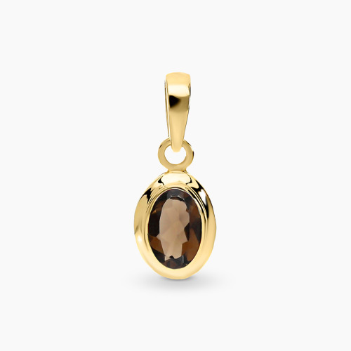 Zawieszka Portofino żółte złoto 585 z kwarcem dymnym 0,41 ct