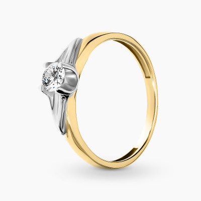 Pierścionek z żółtego i białego złota 585 z brylantem...