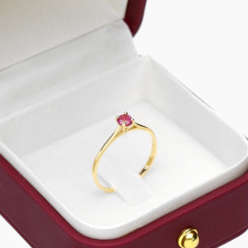 Pierścionek Sorrento żółtego złota 585 z różowym turmalinem 0,25 ct