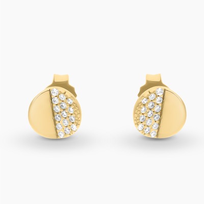 Kolczyki z żółtego złota 585 okrągłe z cyrkoniami