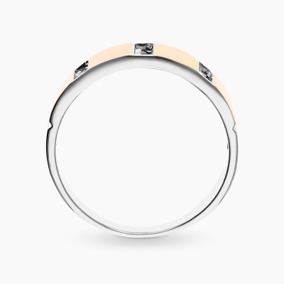 Pierścionek ze srebra 925 i złota 585 szeroki z czarnymi... 2