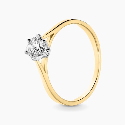 Pierścionek z dwukolorowego złota 585 z olśniewającym...