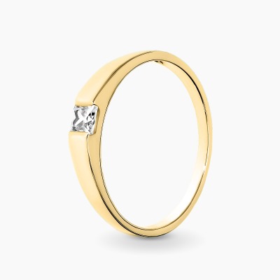 Pierścionek zaręczynowy z żółtego złota 585 z kwadratową...