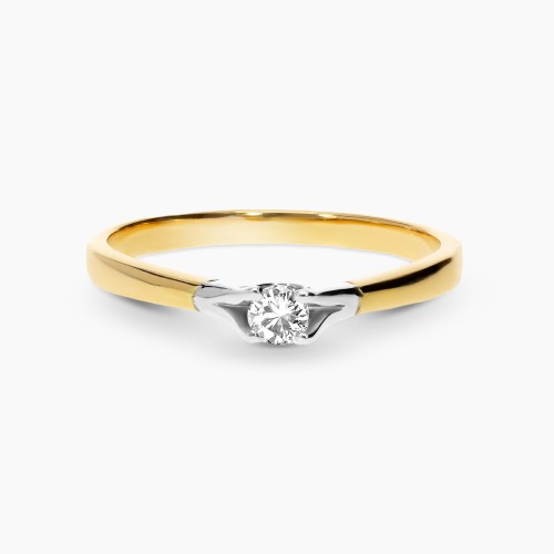 Pierścionek zaręczynowy z dwukolorowego złota 585 z brylantem 0,17 ct