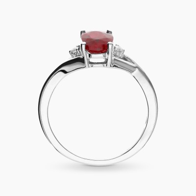 Pierścionek białe złoto 585 z rubinem 1,20 ct  i... 2