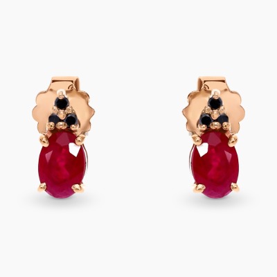 Kolczyki Perugia różowe złoto 585 z rubinami 1,10 ct i...