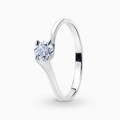 Pierścionek z białego złota 585 z brylantem 0,34 ct