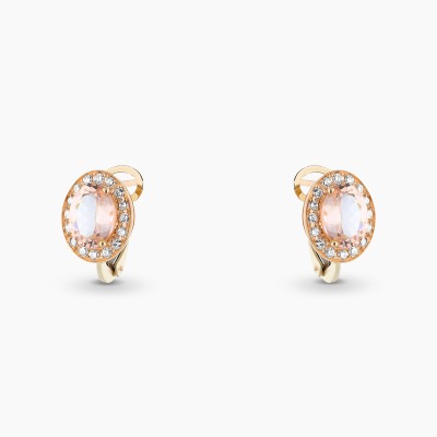 Kolczyki z różowego złota 750 z morganitem 2,42 ct i...