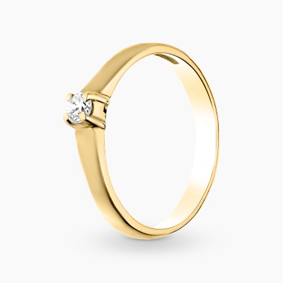 Pierścionek z żółtego złota 585 z brylantem 0,10 ct Si/H