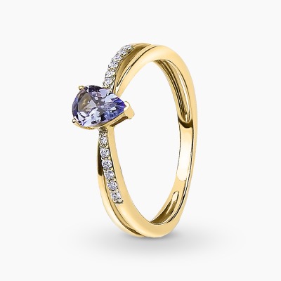 Pierścionek z żółtego złota 585 z  brylantami i...