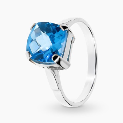 Pierścionek z białego złota z topazem