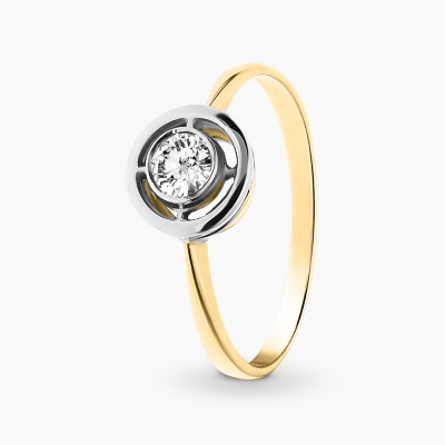 Pierścionek złoty z cyrkonią