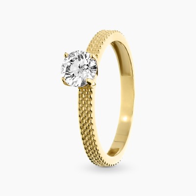 Pierścionek klasyczny z żółtego złota 585 z cyrkonią, 2,05 g