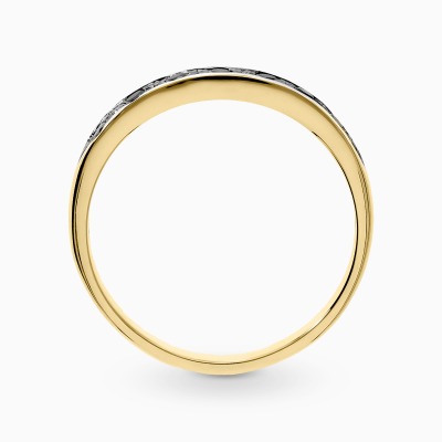 Pierścionek obrączka z żółtego złota 585 z czarnymi... 2