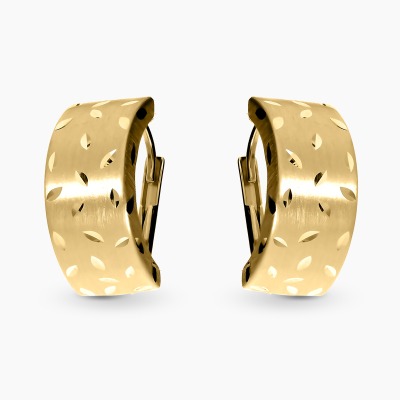 Kolczyki szerokie z żółtego złota 585 z satynowym...