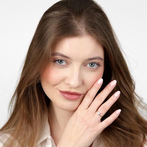 Pierścionek dwukolorowe złoto 585 z brylantami 0,11 ct