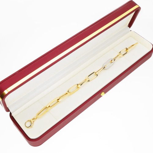 Bransoletka z żółtego i białego złota 585 splot ankier z cyrkoniami dł. 21,5 cm