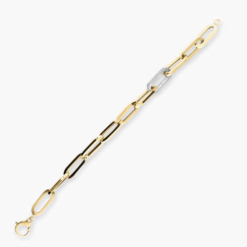 Bransoletka z żółtego i białego złota 585 splot ankier z cyrkoniami dł. 21,5 cm