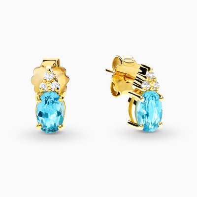 Kolczyki Perugia żółte złoto 585 z topazami 1,11 ct i brylantami 0,07 ct 2