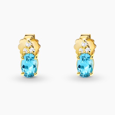Kolczyki Perugia żółte złoto 585 z topazami 1,11 ct i brylantami 0,07 ct