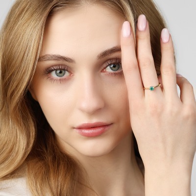 Pierścionek zaręczynowy Vicenza z żółtego złota 585 ze... 2