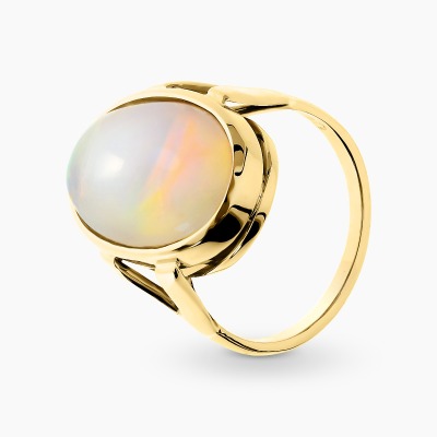 Pierścionek żółte złoto 585 z okazałym opalem 5,27 ct