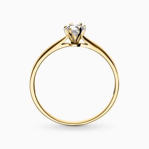 Pierścionek zaręczynowy Vicenza żółte złoto 585 z białym szafirem 0,30 ct