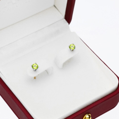 Kolczyki Sorrento dwukolorowe złoto 585 z oliwinami 0,60 ct